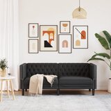  Fotelja Chesterfield 2-sjed crna umjetna koža | shoptok.hr