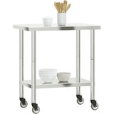  Kuhinjski radni stol s kotačima 82,5x55x85 cm nehrđajući čelik | shoptok.hr
