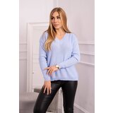 Kesi Blue sweater with V-neck Cene