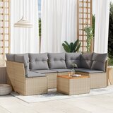 Maison Chic Seti vrtnega pohištva - Vrtna garnitura - Vrtni pohištvo set 7-delna z blazinami bež poli ratan, (21806464) | Shoptok.si