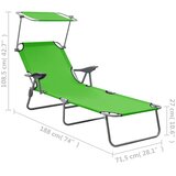  Ležaljka za sunčanje s krovom čelična zelena | shoptok.hr