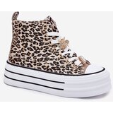 Boto Womens High Top Sneakers On Massive Platform With Clips Leopard Gold Olivana | shoptok.hr