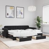  Dnevni krevet na razvlačenje s ladicama crni 80 x 200 cm baršun | shoptok.hr
