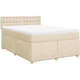  Krevet s oprugama i madracem krem 140 x 190 cm od tkanine | shoptok.hr