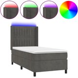  box spring s madracem LED tamnosivi 90x200 cm baršun | shoptok.hr