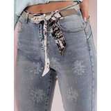 DStreet Spodnie damskie jeansowe skinny z paskiem CRYSTALUXniebieskie | Shoptok.si