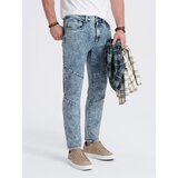 Ombre Spodnie męskie jeansowe z przeszyciem na kolanach - niebieskie | shoptok.hr