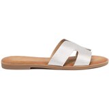 Shelvt Silver women's flip-flops with cutouts u