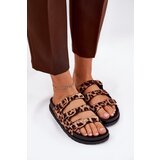 Boto Ladies Slippers With Straps And Buckles In Leopard Print Brown Uliri | Shoptok.si