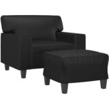  Fotelja s tabureom 60 cm od umjetne kože Crna | shoptok.hr