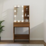 The Living Store Toaletna mizica z LED lučkami rjavi hrast 60x40x140 cm - Toaletna Mizica, (21671071) Cene