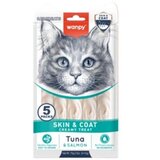 WANPY Skin & Coat Functional Creamy Lickable Cat Treat Tuna & Salmon 5x14g Cene