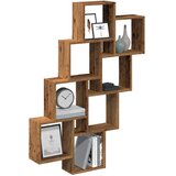  Zidna kockasta polica staro drvo 90x15x119,5 cm | shoptok.hr