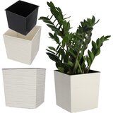 KADAX Cvetlični lonec 19 cm krem plastičen pokrov z vložkom, (5000353213) | Shoptok.si