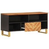 TV ormarić smeđe-crni 100 x 33,5 x 46 cm od masivnog drva manga | shoptok.hr