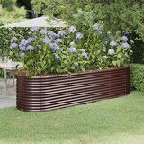 vidaXL Visoka greda iz prašno premazanega jekla 296x80x68 cm rjava Cene