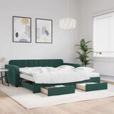 vidaXL Izvlečna dnevna postelja s predali tm. zelena 100x200 | Shoptok.si