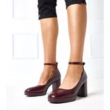  Burgundy Patent Leather Pumps on a Chunky Heel Batuma Cene