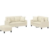 Maison Chic Sedežna garnitura - kavč z vzglavniki 3-delna krem umetno usnje, (21728682) | Shoptok.si