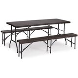 Modern Home catering stol 180 cm + 2 klupe - smeđi rattan Cijene