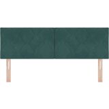 vidaXL LED vzglavje z LED lučmi Geometrični Temno zelena 160 cm Žamet, (5000043939) | Shoptok.si