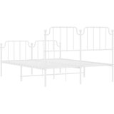 Metalni okvir kreveta uzglavlje i podnožje bijeli 150 x 200 cm | shoptok.hr