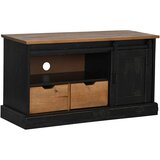 TV ormarić HALDEN s kliznim vratima crni 110x40x60 cm puno drvo | Eponuda.ba