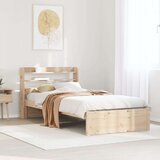 vidaXL Posteljni okvir z vzglavjem bel 75x190 cm trdna borovina | Shoptok.si