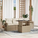  5-dijelni vrtni set sofa s jastucima bež od poliratana | shoptok.hr