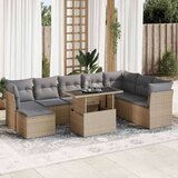 vidaXL 9-dijelni set vrtnih sofa s jastucima bež od poliratana | shoptok.hr