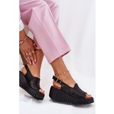 ARTIKER Ladies Sandals Made Of Natural Leather On Wedge Black | Shoptok.si
