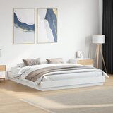 Maison Chic Posteljni okvir - Dvoposteljna postelja - Zakonska postelja z LED diodami bel 180x200 cm, (21692506) | Shoptok.si