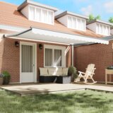 vidaXL Ročna Retraktibilna Tenda Bela 450x300 cm, Nadomestna tkanina za tendo za okvir 4.5x3 m Bela | Shoptok.si