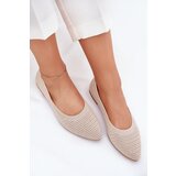 Boto Mesh Fabric Ballet Flats Women's Beige Sarina | ePonuda.com