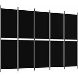 Sobna pregrada s 5 panela crna 250 x 180 cm od tkanine | shoptok.hr