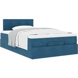 vidaXL Otomanski posteljni okvir z vzmetnico moder 120x200 cm žamet | Shoptok.si