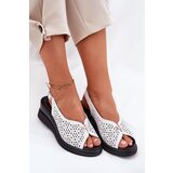 VINCEZA Leather Perforated Women's Sandals On Wedge | Shoptok.si