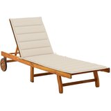  Vrtna ležaljka za sunčanje s jastukom masivno bagremovo drvo Bež 200 x 63 x 85 cm | shoptok.hr