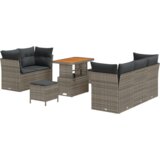 vidaXL Set od 8 komada vrtnih sofa s jastučićima Siva Poli Ratan Acacia | shoptok.hr
