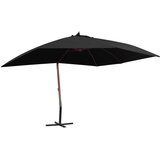 Viseći suncobran s drvenim stupom 400 x 300 cm crni Cijene