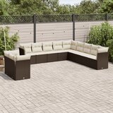 vidaXL 11-dijelni set vrtnih sofa od poliratana s jastucima smeđi | shoptok.hr