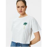 Koton Crop T-Shirt Short Sleeve Crew Neck Embroidery Detailed Cene