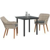  Vrtni set za objed 3 kom. Svijetlo siva poliratan | shoptok.hr