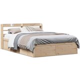 vidaXL Posteljni okvir z vzglavjem 140x190 cm trdna borovina Cene