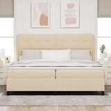 Box Spring Krevet s Madracem - Krem 200x200 cm Tkanina | shoptok.hr