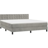  box spring s madracem LED svjetlosivi 160x200 cm baršun | shoptok.hr