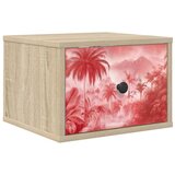  Wall-mounted noćni ormarić AACHEN Hrast sonoma 36 x 33 x 25 cm - Hrast sonoma Ružičasti uzorak palme 1 | shoptok.hr