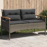  Vrtna klupa s jastucima 116 x 62,5 x 74 cm siva od poliratana | shoptok.hr