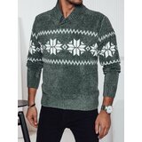 DStreet Sweter męski w śnieżynki zielony | Shoptok.si