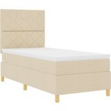 vidaXL Box Spring postelja z vzmetnico Krem 90x200 cm Tkanina, (22080979) | Shoptok.si